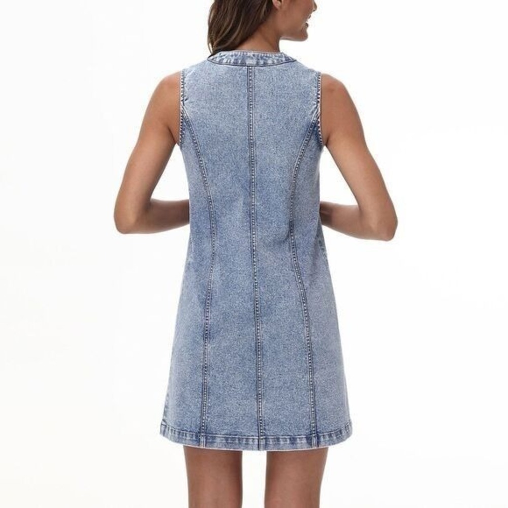 Frye Ladies Denim Mini Dress Size Large Light Wash Sleeveless - Picture 2 of 2